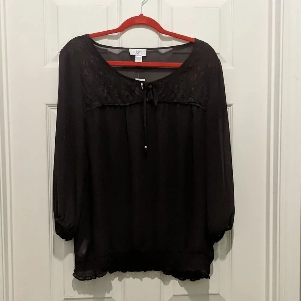 Ann Taylor Loft eggplant color sheer top SZ XLNWT